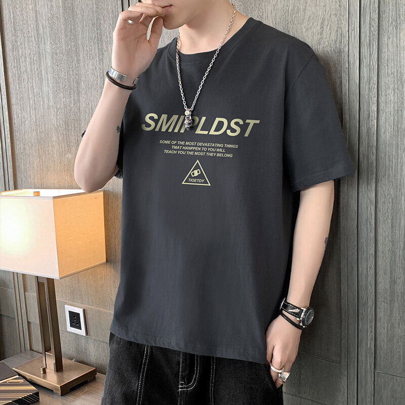 Lighing Delivery 2023 New Short Summer Thin Silk Trendy Brand Half Sleeve T-shirt for Men's Ice Sensation Top