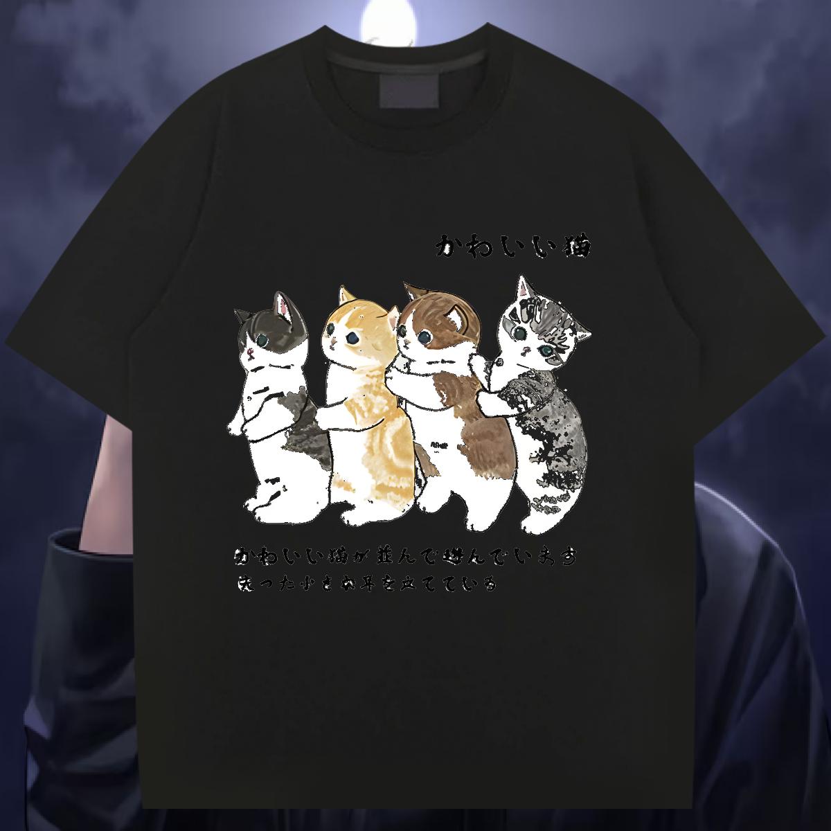 Custom Men T Shirts Anime Print Casual Daily Wear Men Clothes T-Shirt Cotton Breathable Wholesale