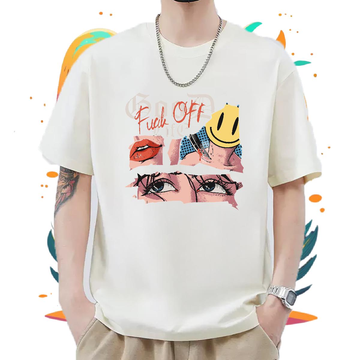 Cool Design T-Shirts for Men Street Wear Short sleeve Cotton Soft Men Tops Tees Fashion Anime Print Tees Shirts