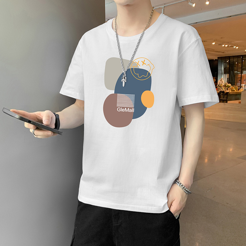New Short Summer Thin Silk Trendy Brand Half Sleeve T-shirt for Men's Ice Sensation Top
