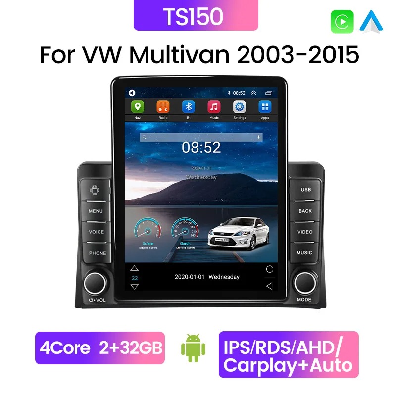 Android Auto Car Video Radio Multimedia Video Player for VW Volkswagen Multivan T5 2003-2015 Tesla Style Navigation GPS 2din Audio