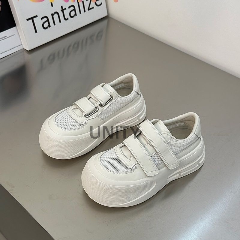 Ddmyoutdoor Soft Thick Sole Spring White Height Increasing Versatile Casual Fashion Sponge Cake Big Head New Mesh Panel Shoes For Women