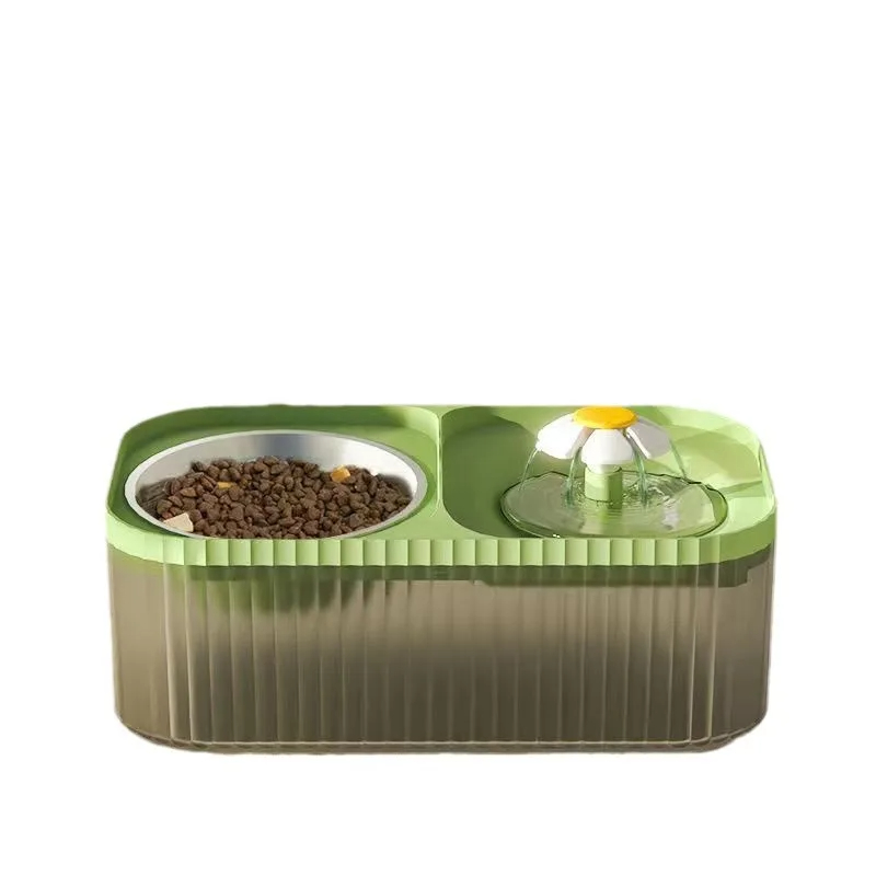 2 in1 Automatic Cat Water Dispeneser Fountain Feeder Pet Cats Dog Feeding Bowl Ultra-Quiet Drinking Recirculate Filtring Drinker
