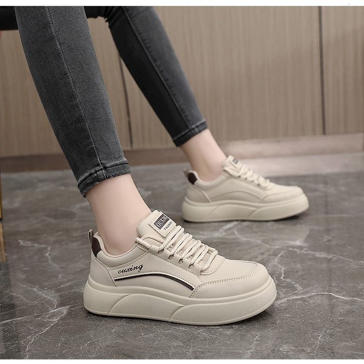 Ddmysports White Women S Thick Soled Versatile Sports Board Shoes Cm Height Increase Simple And Comfortable Paired With Skirts For Casual Running OUTD