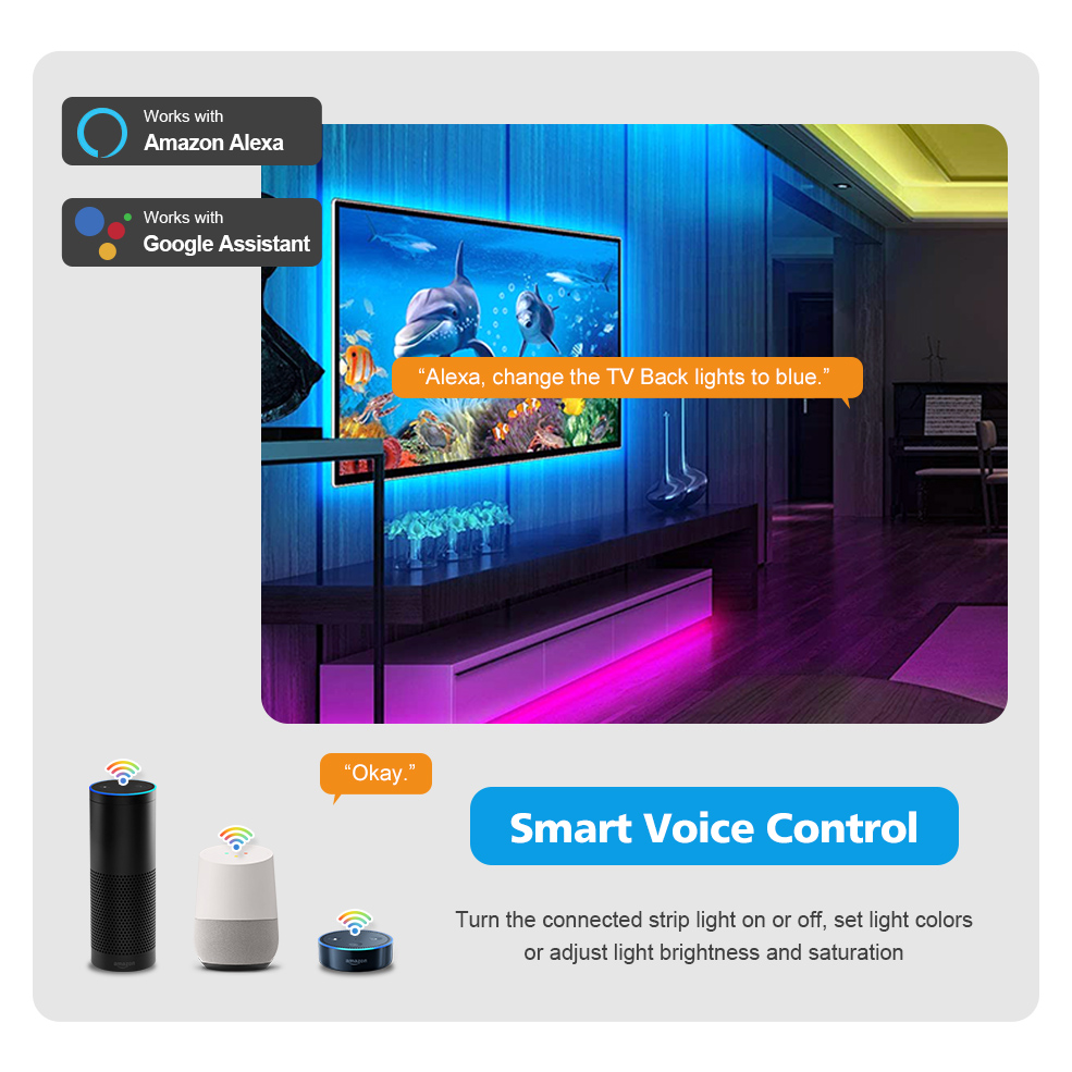 Smart Tuya Zigbee Led Strip Light Wifi USB TV Led Backlight Tape RGB Lights Works with Alexa /Zigbee Hub/Google /Smartthings D2.0