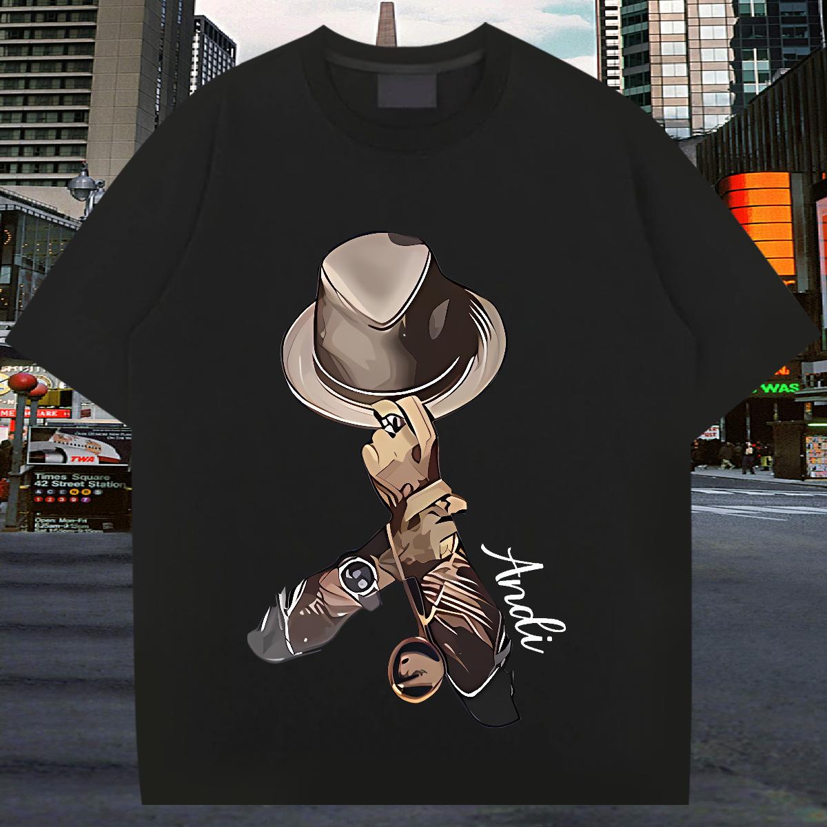 Fashion Design Men T Shirts Cartoon Print Hip Hop Street Men Tops Tees Cotton Breathable Popular