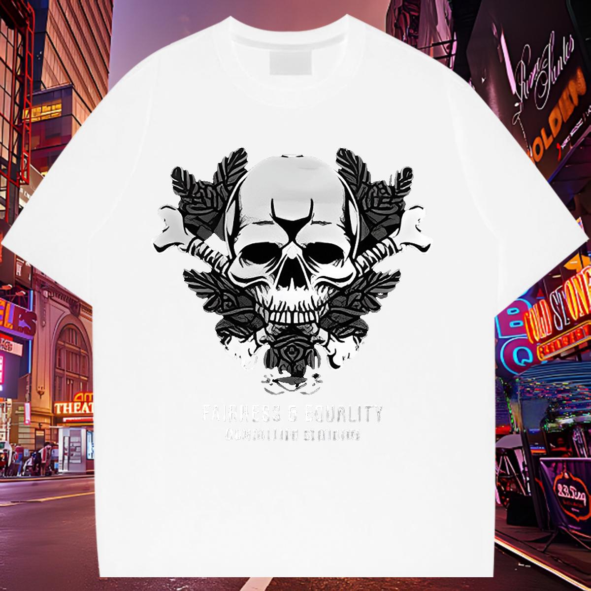 Classic T Shirts Men Floral Print Street Wear Mens Tshirts Breathable Crew Neck 5A