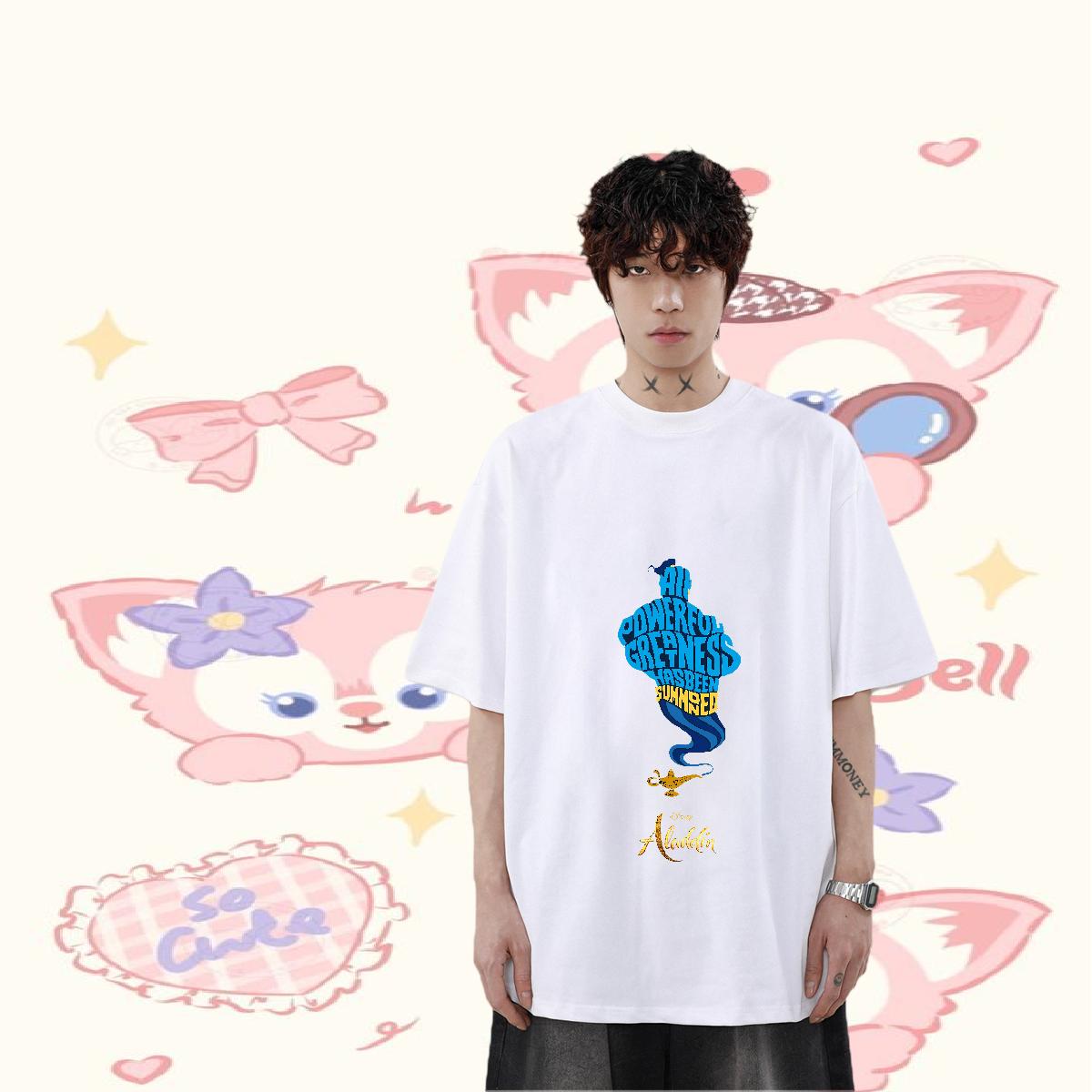 2024 DIY T Shirts Men Plus Size Cartoon Tshirts High Street Hip Hop O-Neck Short Sleeve Cotton Loose Tops Tees