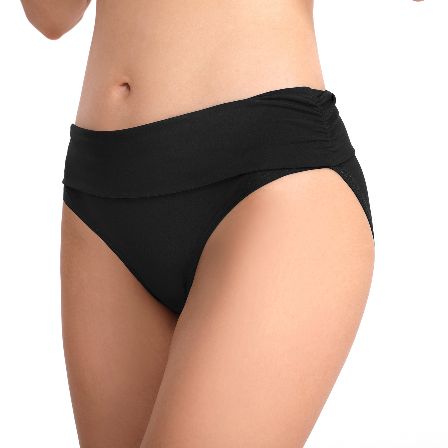 Gentle Wind Long Fashion New Pattern Versatile Popular Sexy Elastic Hip Lifting Pleated Solid Color Women's Triangle Trunks, Beach Swimming Trunk