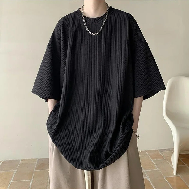 Loose Summer Men T-shirt Ice Silk Thin Sleeve Clothing Trendy Short Sleeve Male Version 240708