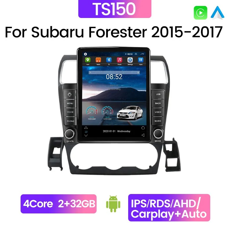 Car Video Radio Player Multimedia Stereo for Subaru WRX Forester 2014-2016 Tesla Type Android 13 Video Navigation GPS BT