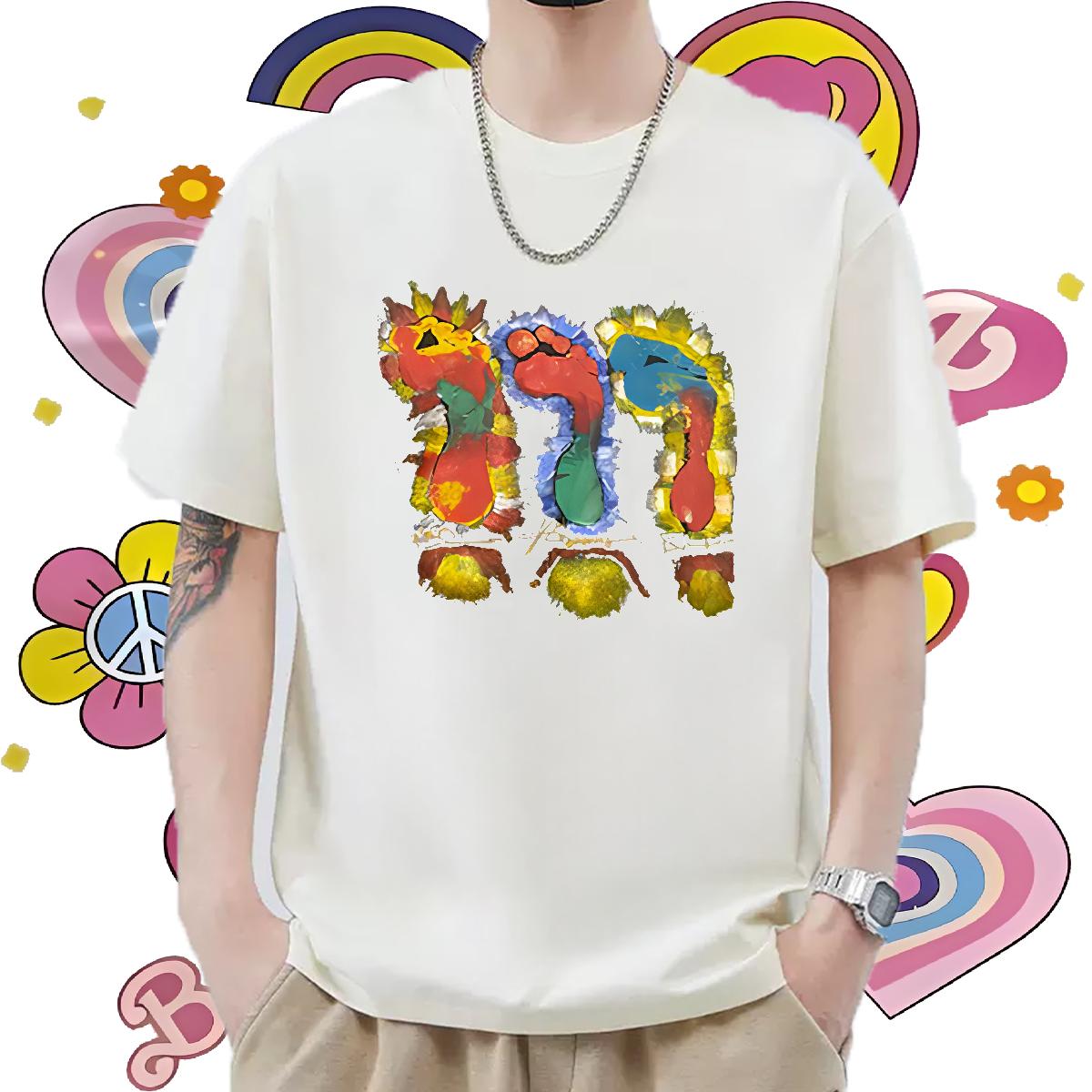 Custom T-Shirts for Men DIY Logo Street wear Hip Hop Tshirts Round Neck Short Sleeve Loose Fit