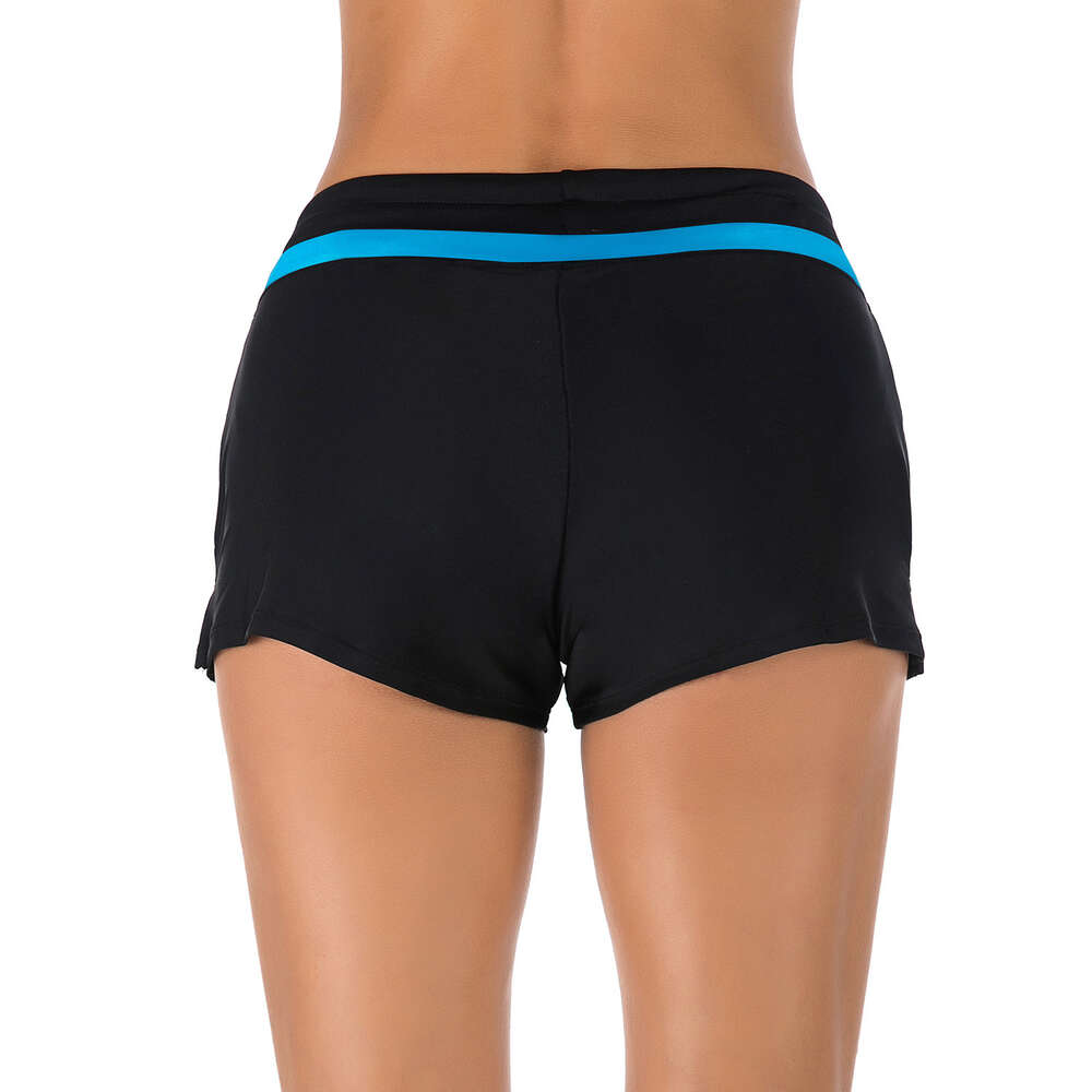 Swimming Trunks with Flat Corners, Women's Anti Glare, Conservative and Sexy Solid Color Fitting Beach Swimwear Waist Bifurcated Self-cultivation