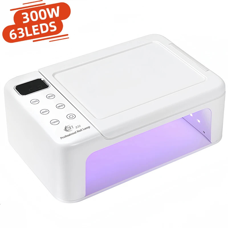 300W High-power Nail Dryer Lamp For Machine With Hand Pillow Wear 63LEDS UV LED Lamp for Press On Nail Dryer for Curing All Gel 240710