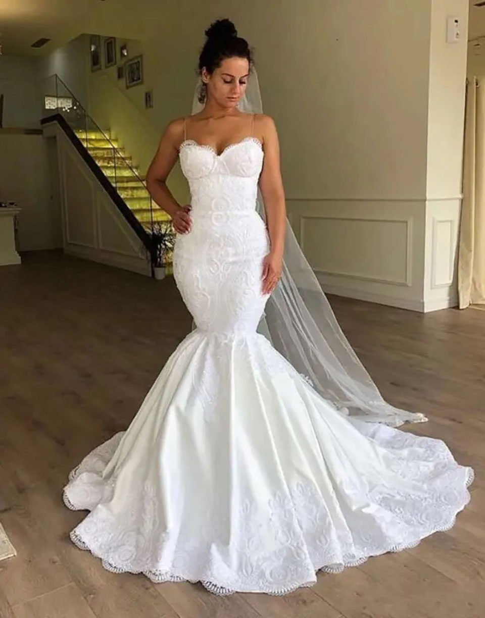 Plus Size African Plus Corset Mermaid Wedding Dresses Bridal Gowns Vestido De Noiva Robe De Spaghetti Neck Lace Up
