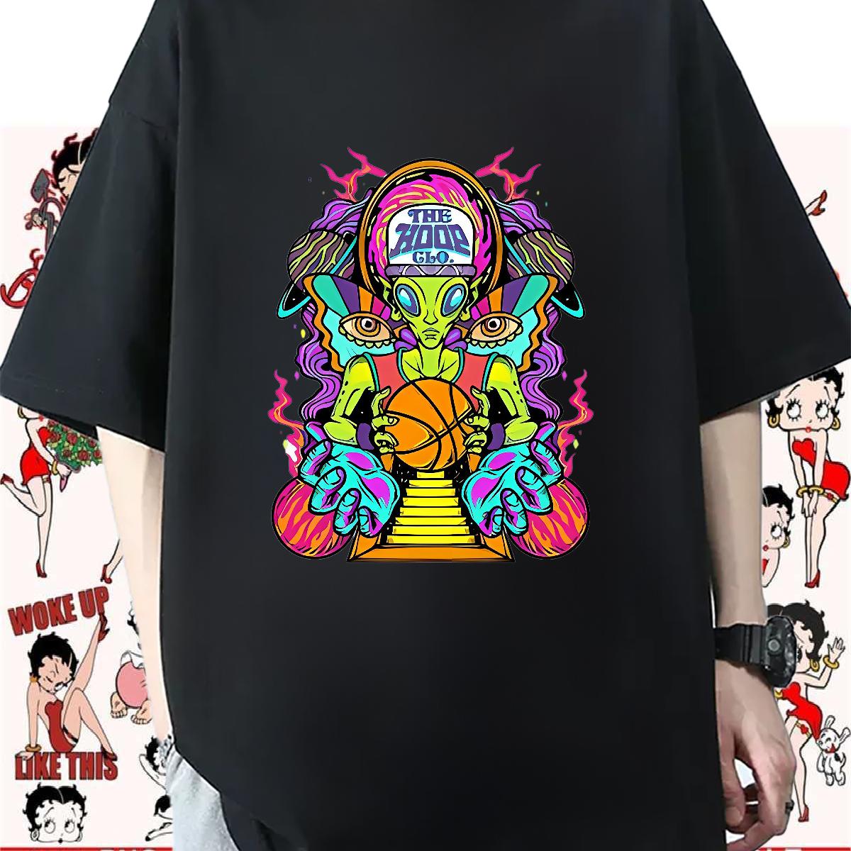 Loose Men Clothes T-Shirt Cotton O Neck Short Sleeves Sport T shirt Custom Cartoon Classic Tops Shirt