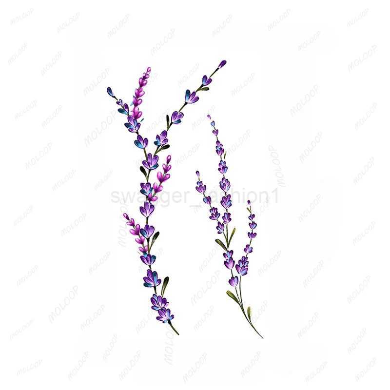 Colorful Flower Temporary Tattoo Stickers Rose Lavender Butterfly Fake Tatto Waterproof Tatoo Chest Hand Small Size for WomenB240713