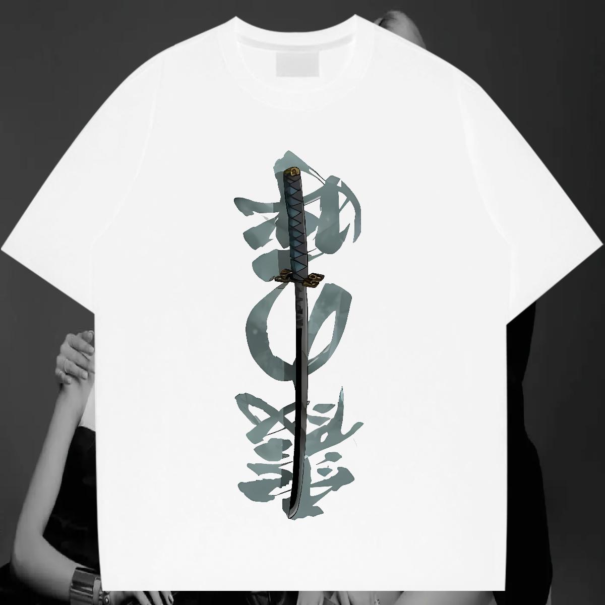 Loose Mens Tshirts Crew Neck Cotton Street wear Hip Hop T shirt DIY Anime 2024 Top Tees