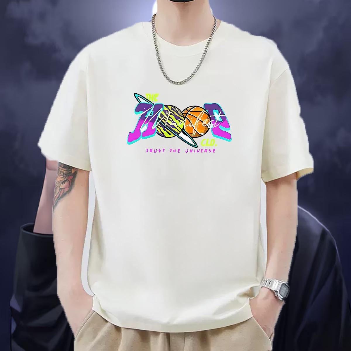 Fashion T-Shirts Custom Print Plus Size Outdoor Men Tops Tees 180g Cotton Loose Fit