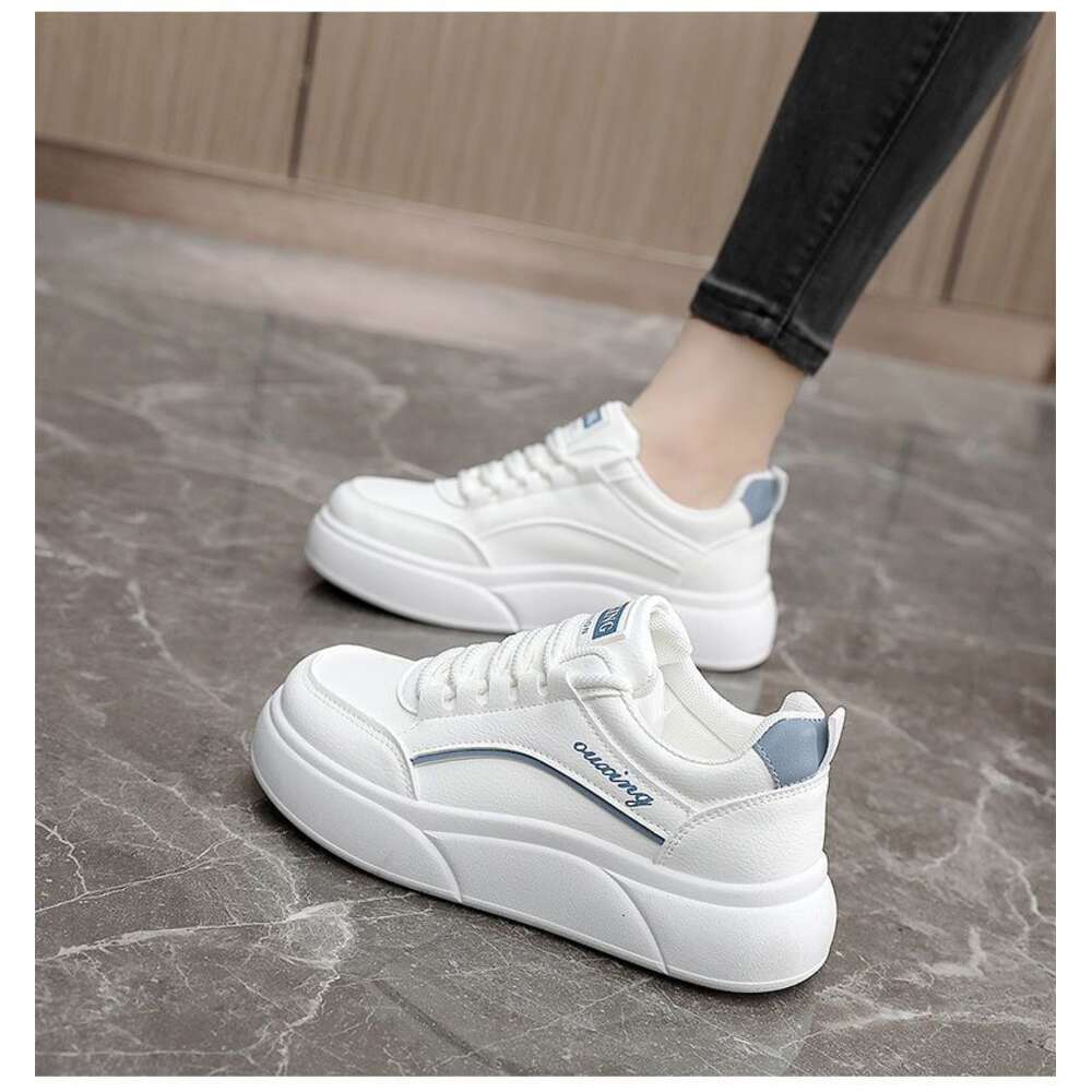 Ddmysports White Women S Thick Soled Versatile Sports Board Shoes Cm Height Increase Simple And Comfortable Paired With Skirts For Casual Running OUTD