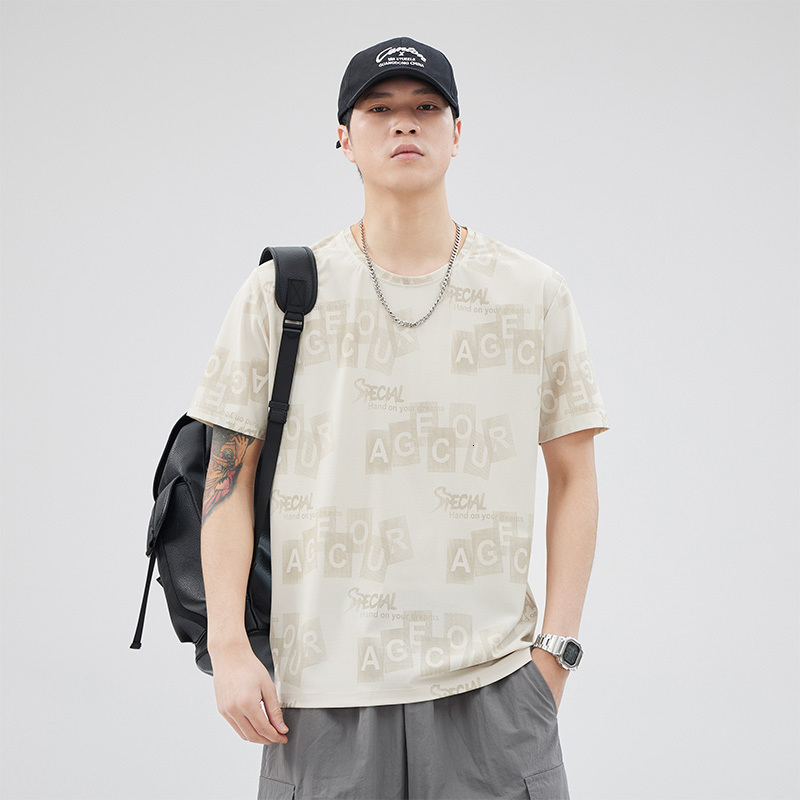 Summer loose T-shirt 2024 new comfortable versatile round neck men's trendy top, breathable and elastic