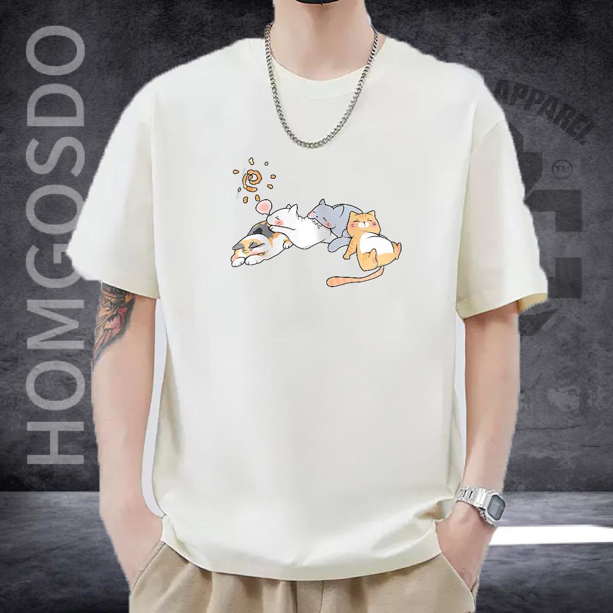 Fashion Casual Men T Shirts Custom Cartoon Men Tops Tees Casual Daily Wear Short Sleeve Cotton O-Neck Cool Polos