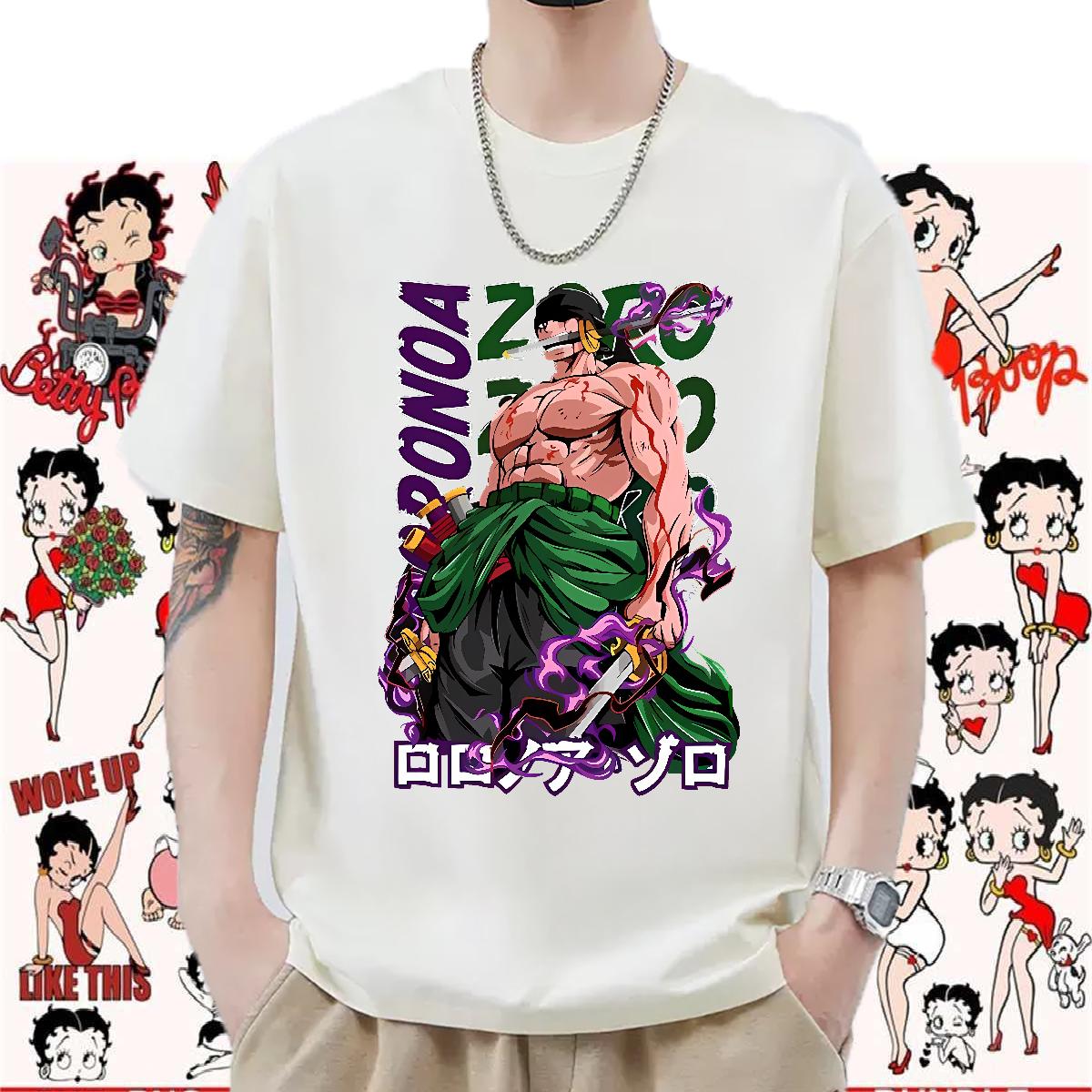 Popular Men Clothes T-Shirt Cotton Breathable Soft Street Mens T Shirts Anime Print Brand Tees Shirts