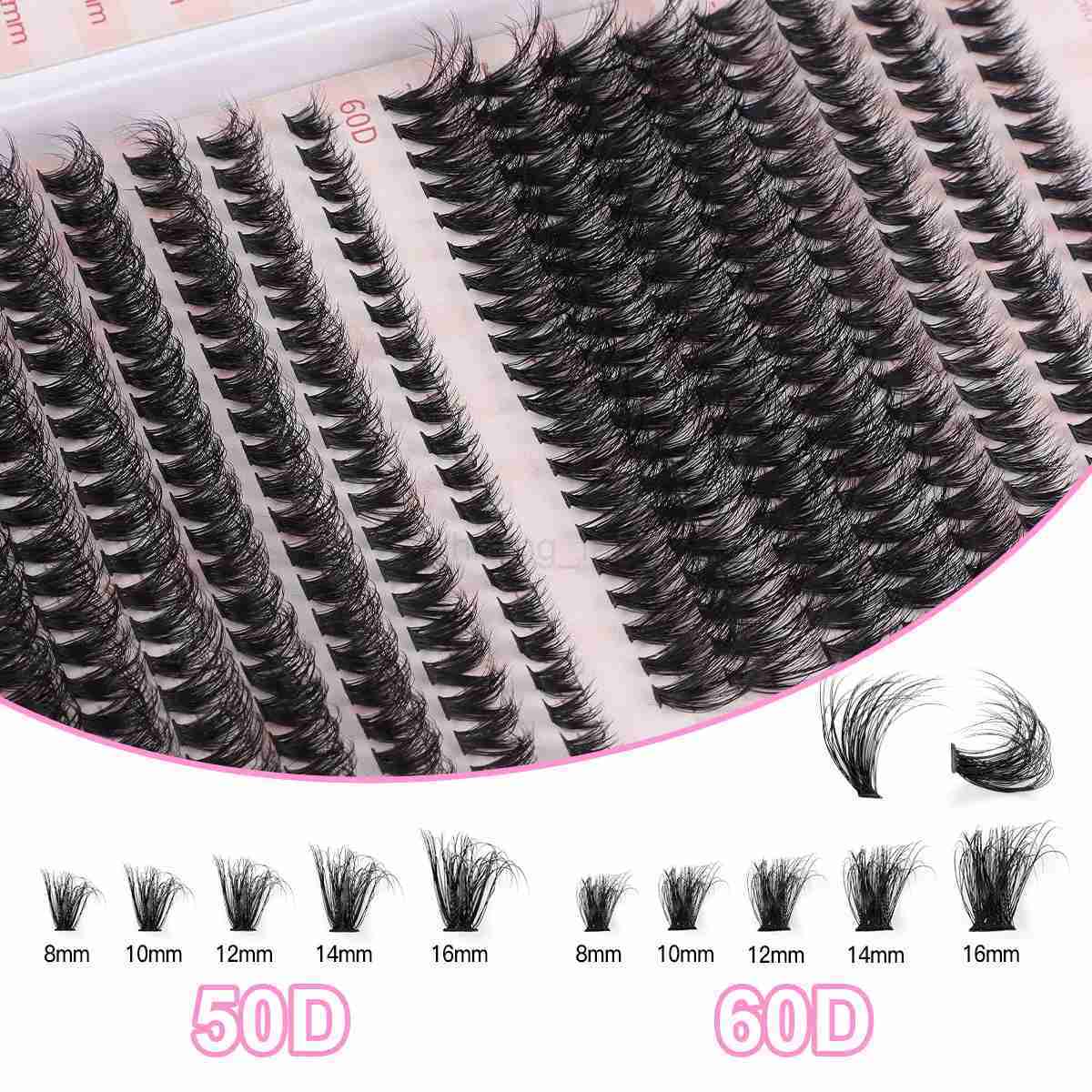 DIY Eyelash Extension Kit 592pcs Individual Lashes Cluster D Curl 8-16mm Mix Lash Clusters with Lash Bond and Seal and Lash AppCL240713