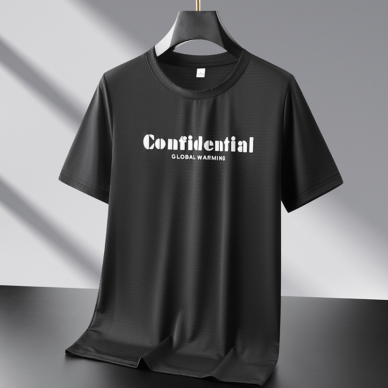 Short sleeved ice silk t-shirt for men, cool feeling, sun protection, summer thin design, inner T-shirt, quick drying, sporty, loose and trendy