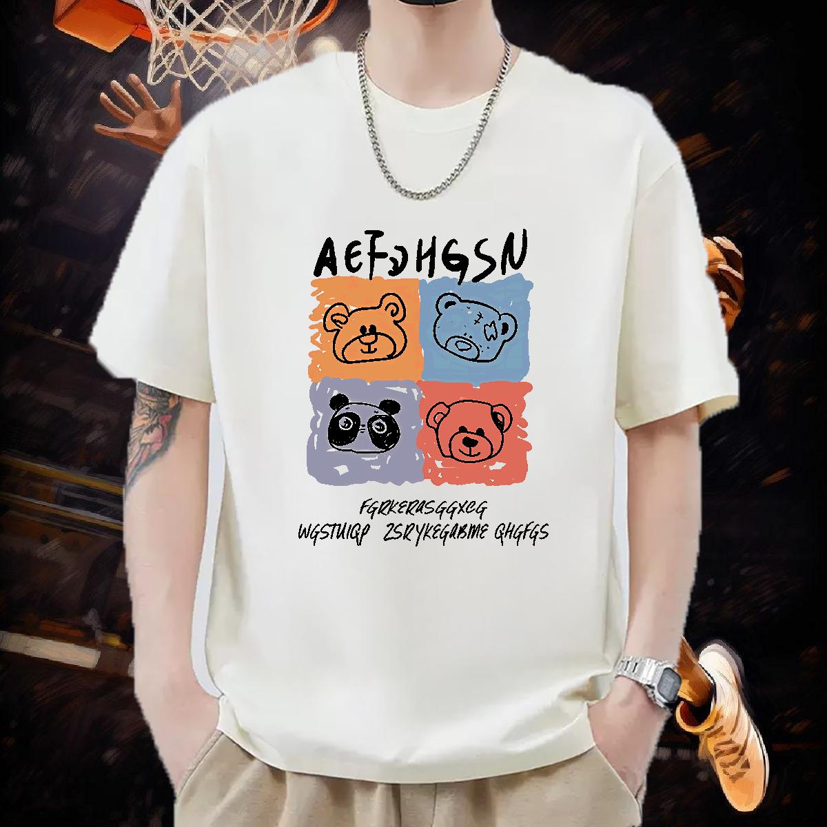 2024 Summer T-Shirts Custom Print Oversized Men Clothes T-Shirt Street Casual Crew Neck Cotton Brand Tee Shirt