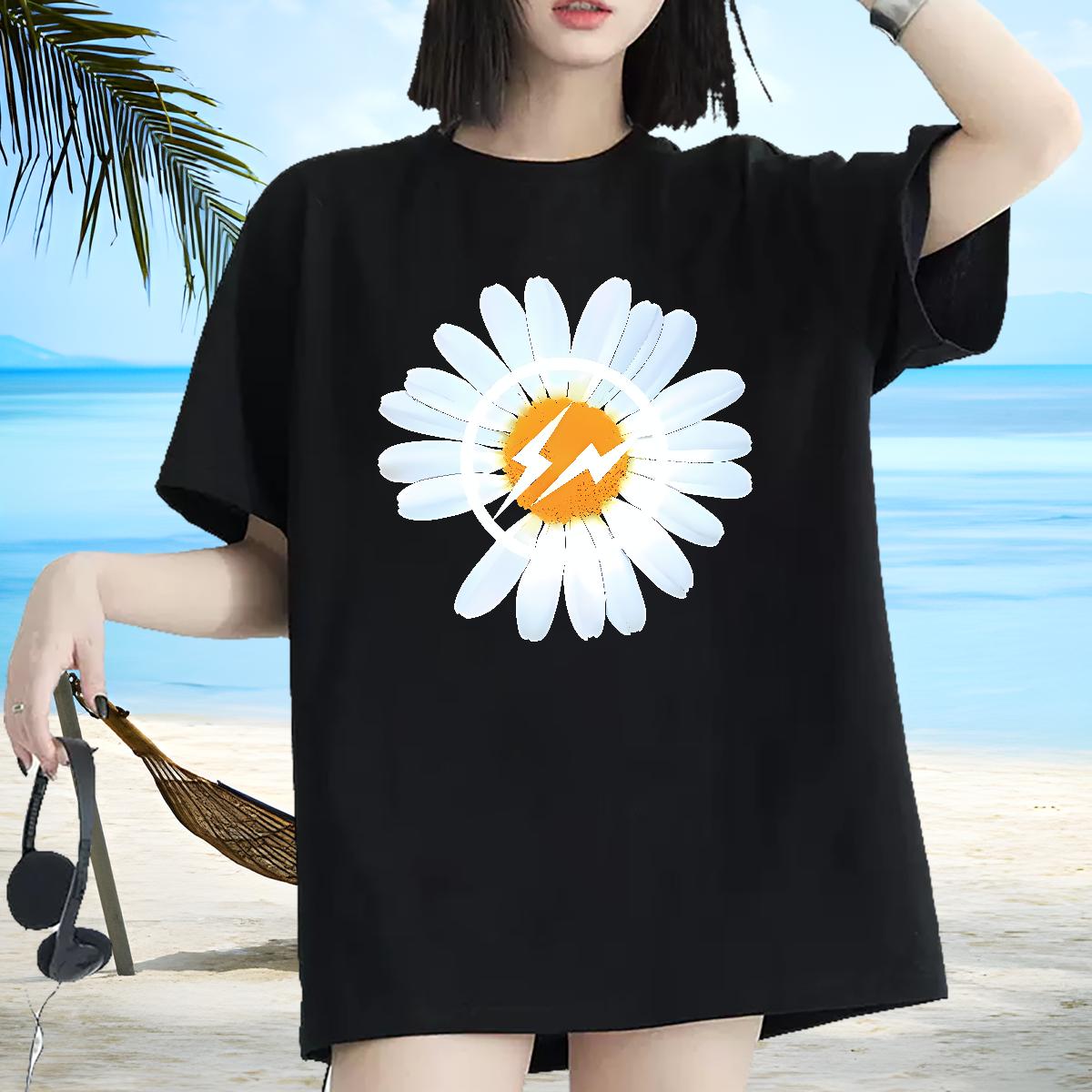 Loose fit Woman T Shirts Breathable Crew Neck Cotton Polos Street 2024 DIY Womens Tshirts Graphic