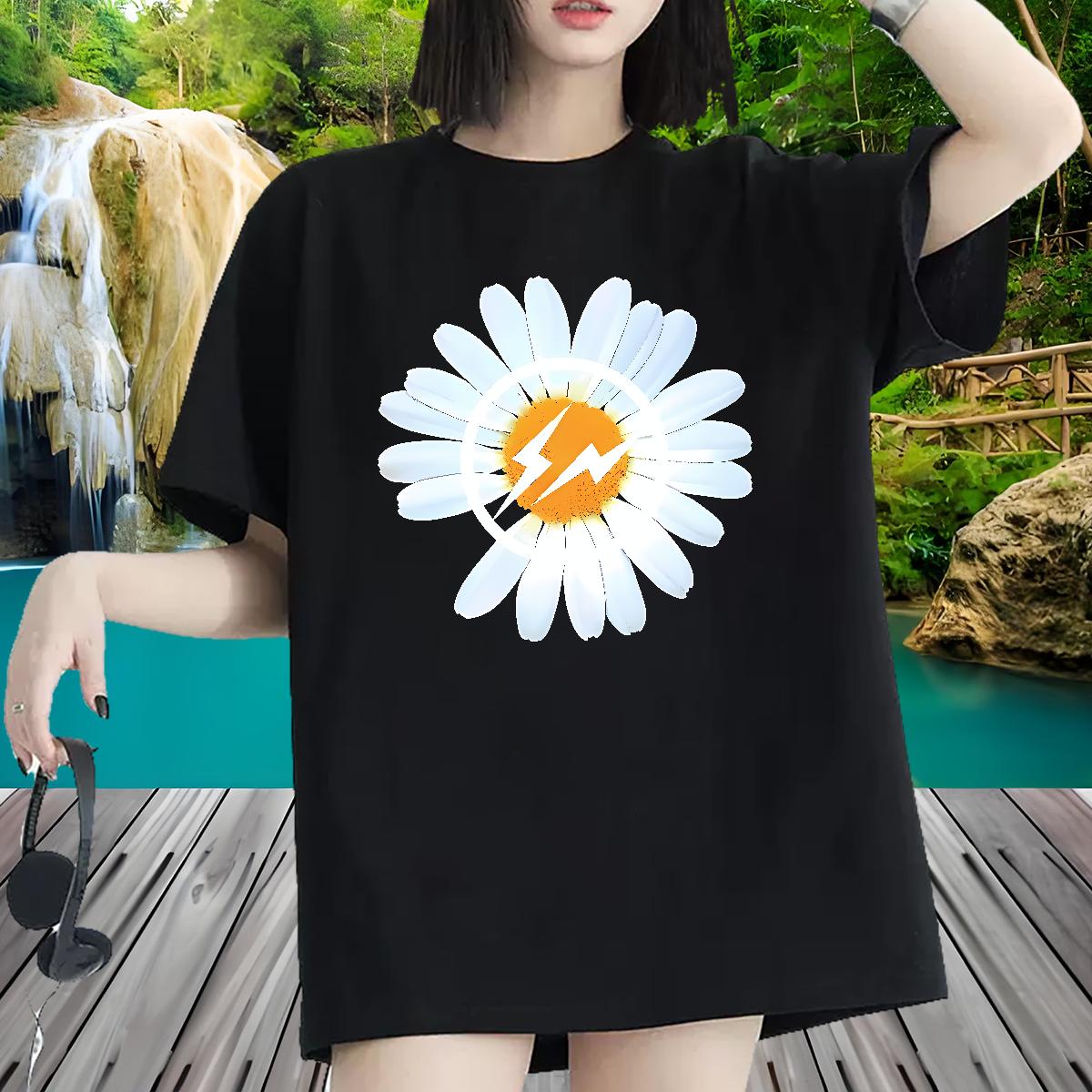 Breathable Crew Neck Cotton Women T Shirts Fashion New Casual Lady T shirt Plus Size Cartoon Loose Polos