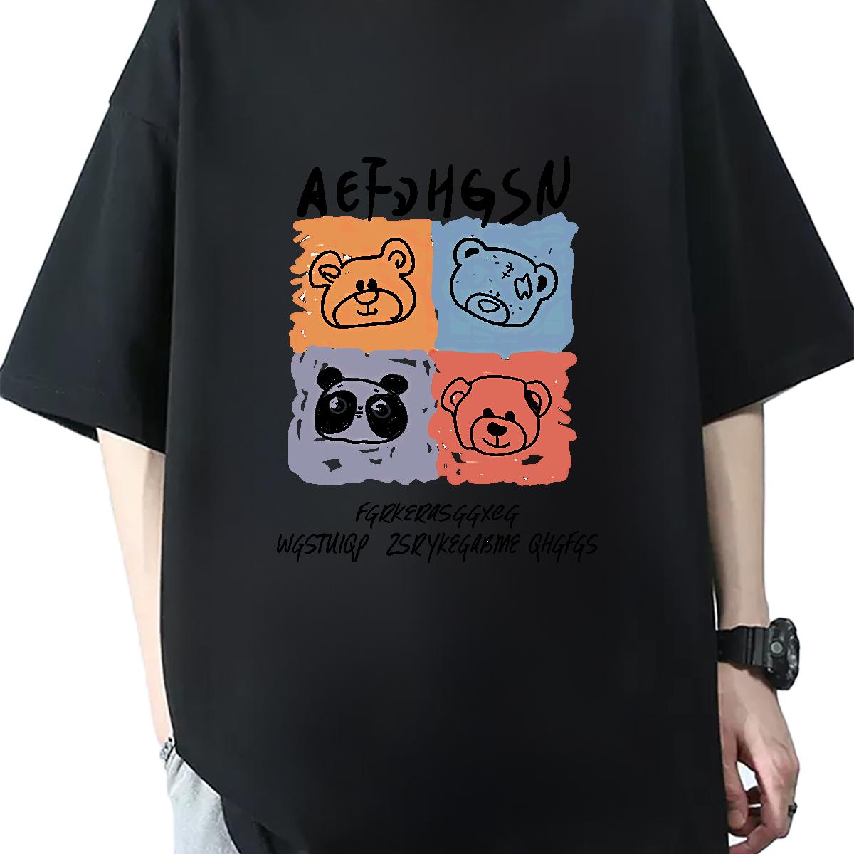 Loose Fit Tshirts Breathable Short Sleeve Casual Daily Wear Mens T Shirts Cartoon Printing S-3XL 2024 Clothes