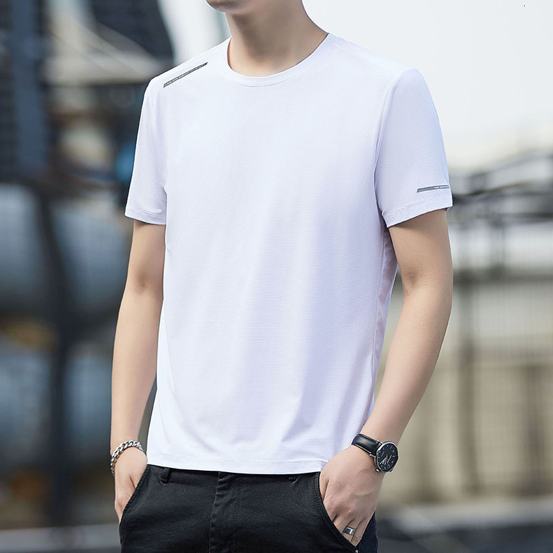 Lighing delivery new casual running sports short sleeved T-shirt ice silk fiess half sleeve men's quick drying round neck 2024 t blood