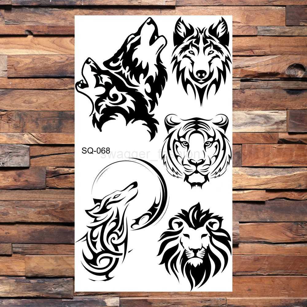 Black Scorpion Temporary Tattoos For Adults Men Realistic Dragon Wolf Tiger Thorns Fake Tattoo Sticker Hand Leg Tatoos CreativeB240713