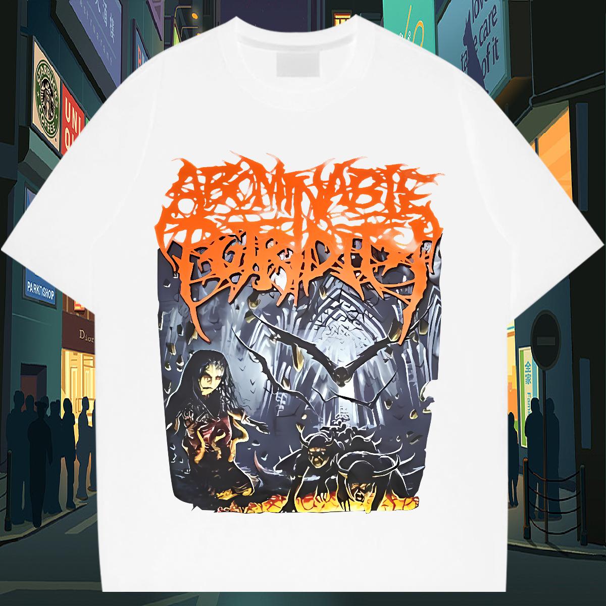 Wholesale T Shirts Men Anime Print Tshirts High Street Hip Hop 180g Cotton Comfortable Clothes