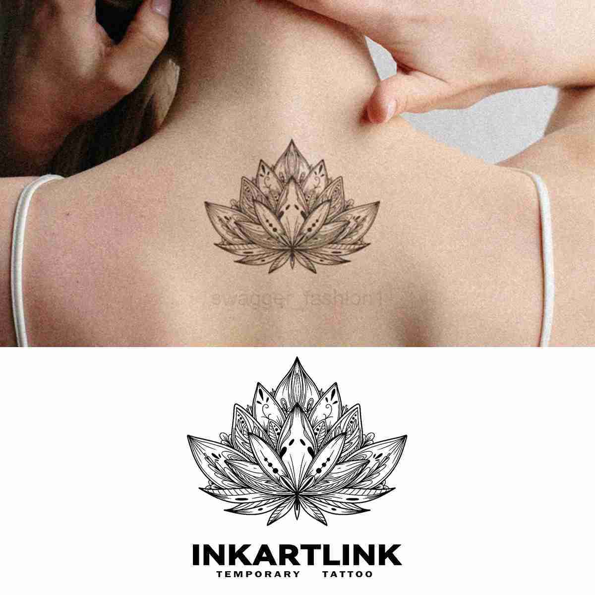 Lotus Flower Temporary Semi-Permanent Tattoo Sticker 1-2 Weeks of Waterproof Friction-Proof StyleB240713