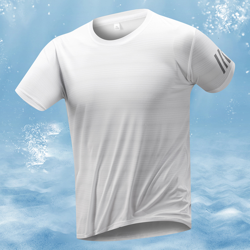 Yuncang Flash Release Summer Main Promotion Three Bar Men's Short sleeved Sports Speed drying Ultra thin Breathable Loose Leisure T-shirt