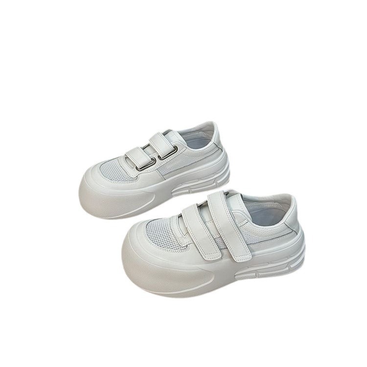 Ddmyoutdoor Soft Thick Sole Spring White Height Increasing Versatile Casual Fashion Sponge Cake Big Head New Mesh Panel Shoes For Women
