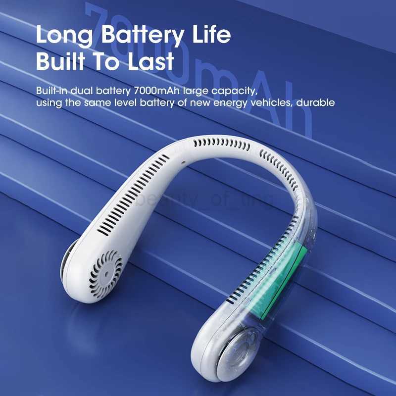 Summer Mini Hanging Neck Fan Leafless Portable Fan with Power Bank USB Rechargeable Air Cooler Electric Fan for Outdoor SportsCL240712