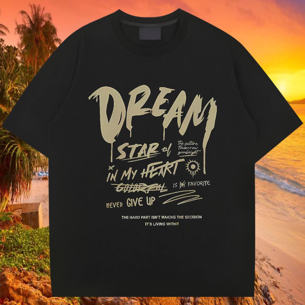 New T-Shirts Black Oversized Men Tops Tees Street Casual Crew Neck Cotton Brand Polos