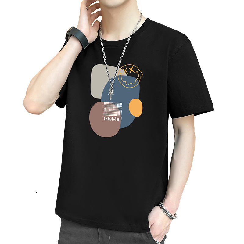 New Short Summer Thin Silk Trendy Brand Half Sleeve T-shirt for Men's Ice Sensation Top