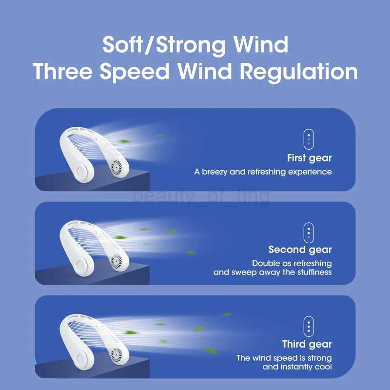 Summer Mini Hanging Neck Fan Leafless Portable Fan with Power Bank USB Rechargeable Air Cooler Electric Fan for Outdoor SportsCL240712