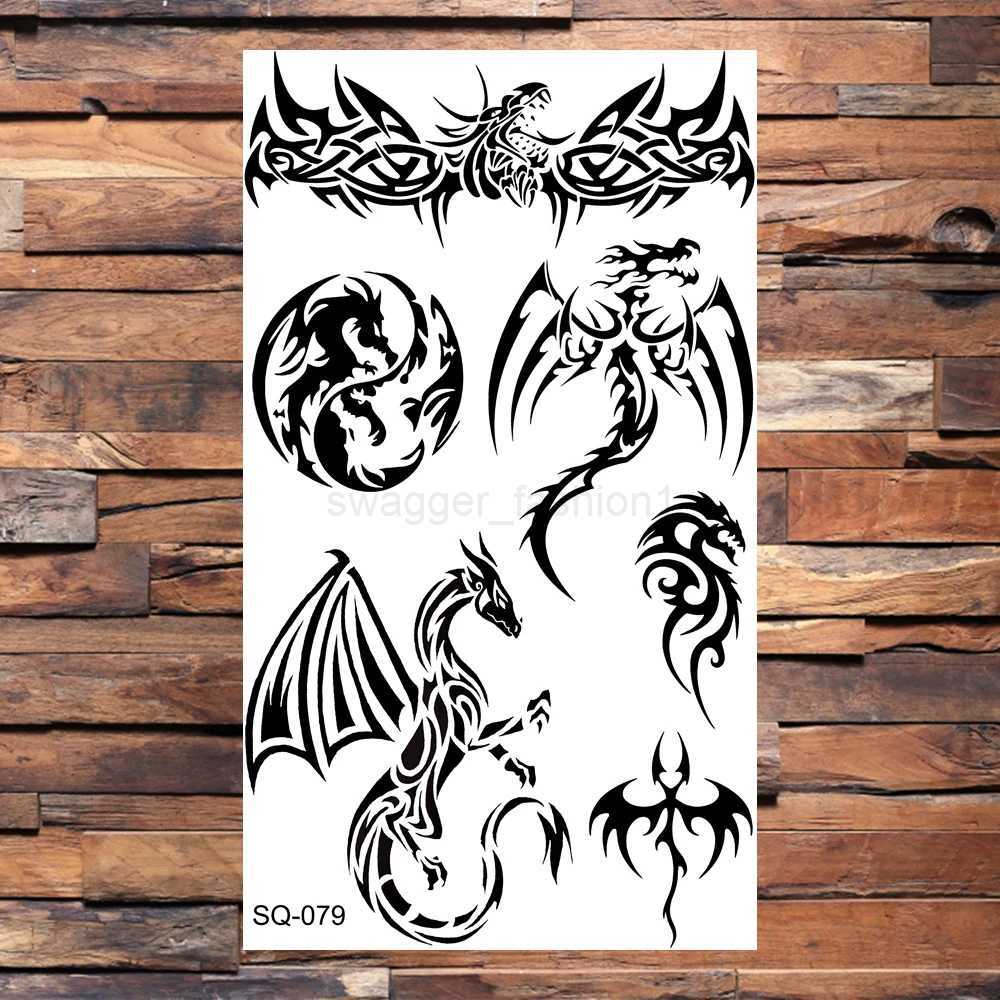 Black Scorpion Temporary Tattoos For Adults Men Realistic Dragon Wolf Tiger Thorns Fake Tattoo Sticker Hand Leg Tatoos CreativeB240713