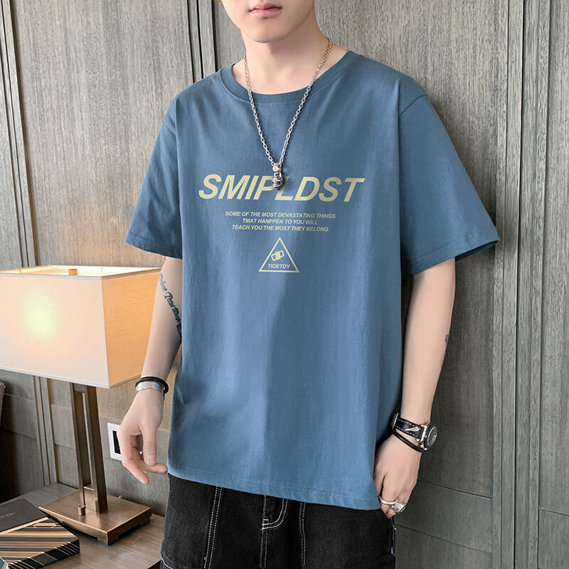 Lighing Delivery 2023 New Short Summer Thin Silk Trendy Brand Half Sleeve T-shirt for Men's Ice Sensation Top