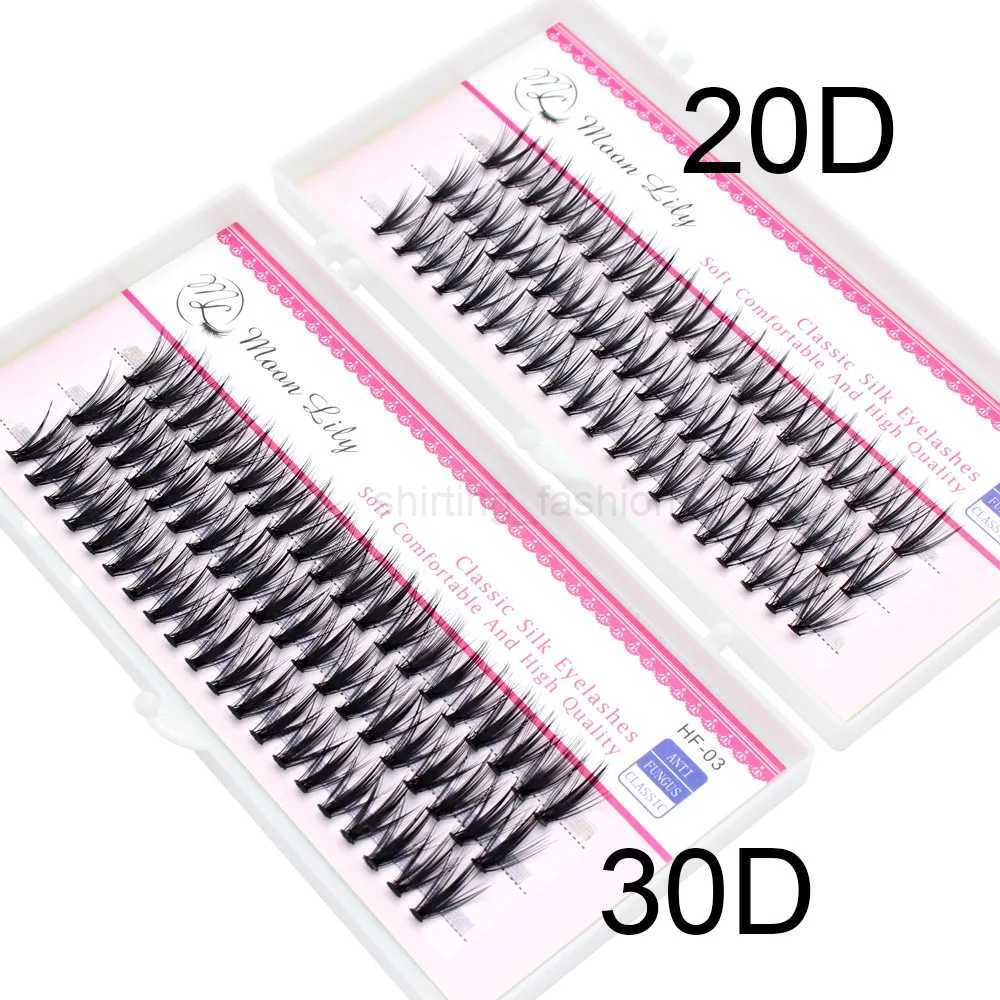 Moonlily 60pcs Silk Makeup Individual Mink EyeLashes 3D Volume Grafting Fake False Black Cluster Eyelash Extensions Lash BuncheCL240713