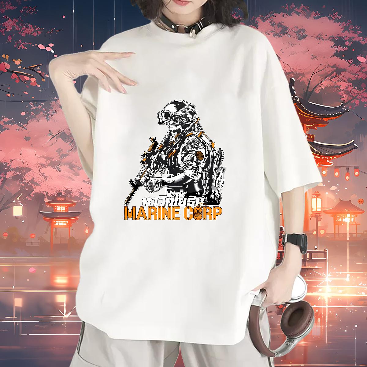 Casual New Woman T Shirts Short Sleeve Cotton O-Neck Home Outdoor Woman Tshirt Cartoon Floral Printing Soft Top Shirts