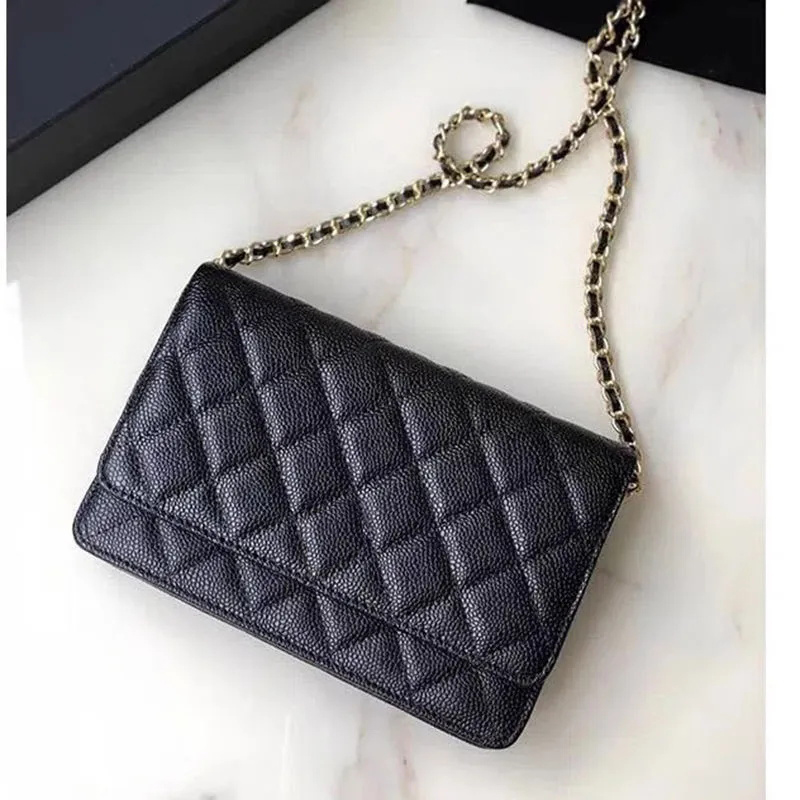 Mirror quality woc designer bag for woman crossbody bags plated silver gold chain clutch red envelope sac luxe business small shoulder bag black caviar pattern