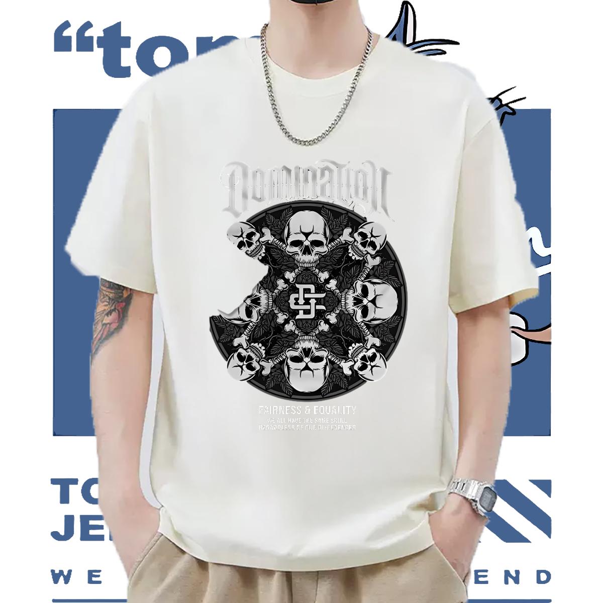 New Men T Shirts Skull Tshirt for Man Woman Street Casual Crew Neck Cotton Breathable Brand Tops Tees