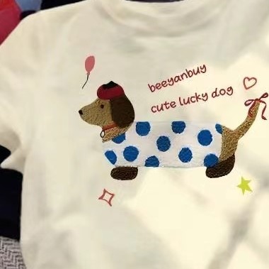 Tshirts Girls Cartoon Tshirt Lovely Girls TShirts Dog Print Short Sleeves Print Boys Kids Tee Leisure Child Tops High Quality T Shirt 100 Cotton Color